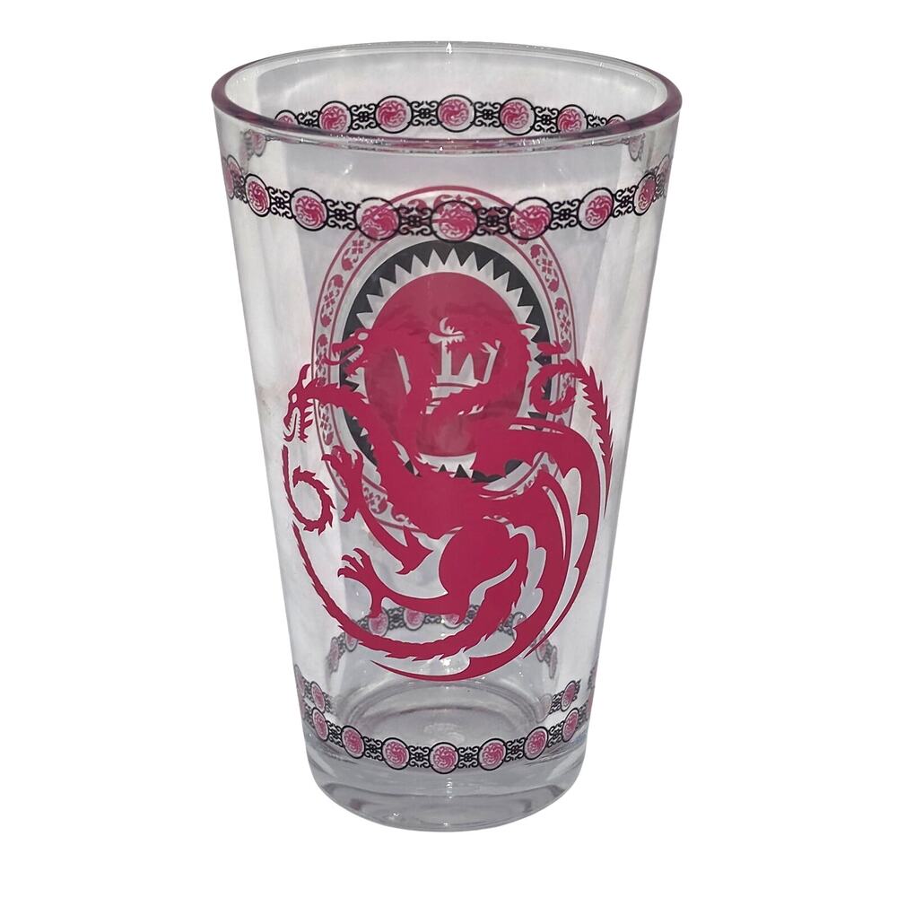 Game of Thrones House Targaryen Dragon Crown 16oz Pint Beer Glass Cup Sigil 16oz